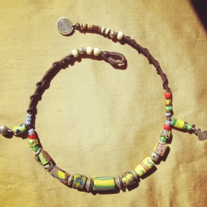 Spirit of Africa necklace of trade beads and tribal silver