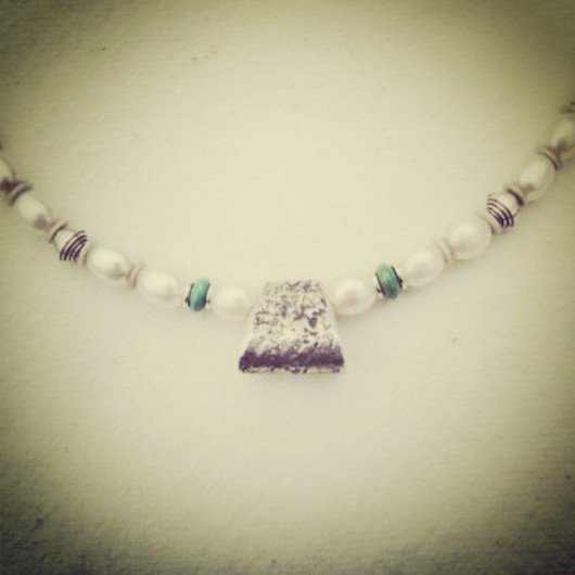 BRIDAL NECKLACE WITH WHITE SILVER AND TURQUOISE