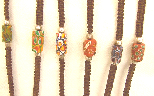 Bracelet of genuine antique african trade bead+ silver 