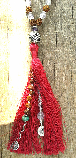 Beautiful  long Rudraksha Mala Moonstone Amethyst Turquoise 