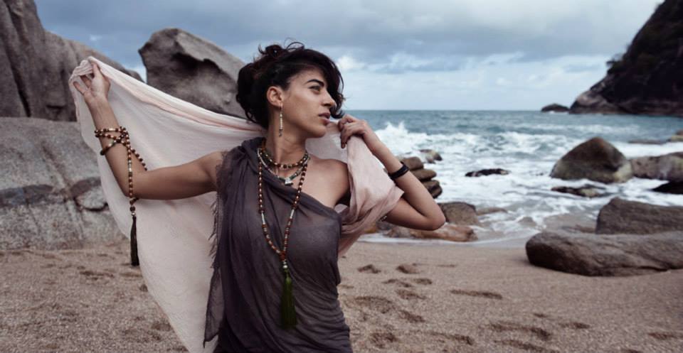 Long Rudraksha Peace Mala with Green Tassel